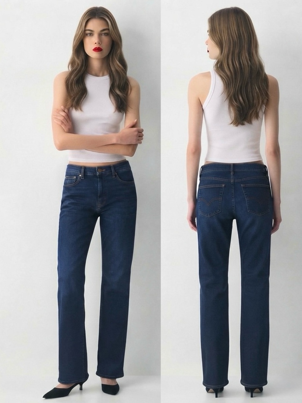 Gap Curved Stretch Straight Leg 10 30 Mid Rise Dark Rinse Jeans Zip Denim Retro